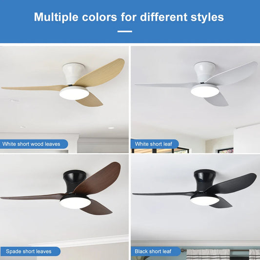 Ventilateur plafond LED avec lumière dimmable et télécommande moderne