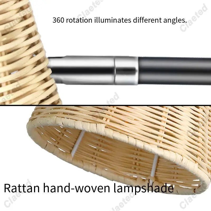 Applique murale bohème en rotin tressé avec ampoule LED E27 - Lumeria