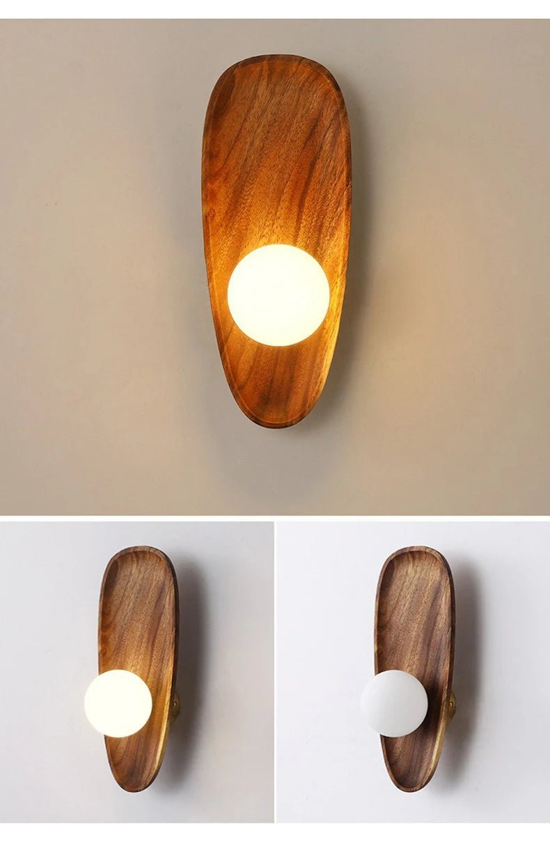 Applique murale de chevet en bois avec éclairage artistique rétro et vintage - Lumeria