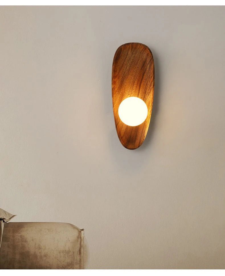 Applique murale de chevet en bois avec éclairage artistique rétro et vintage - Lumeria