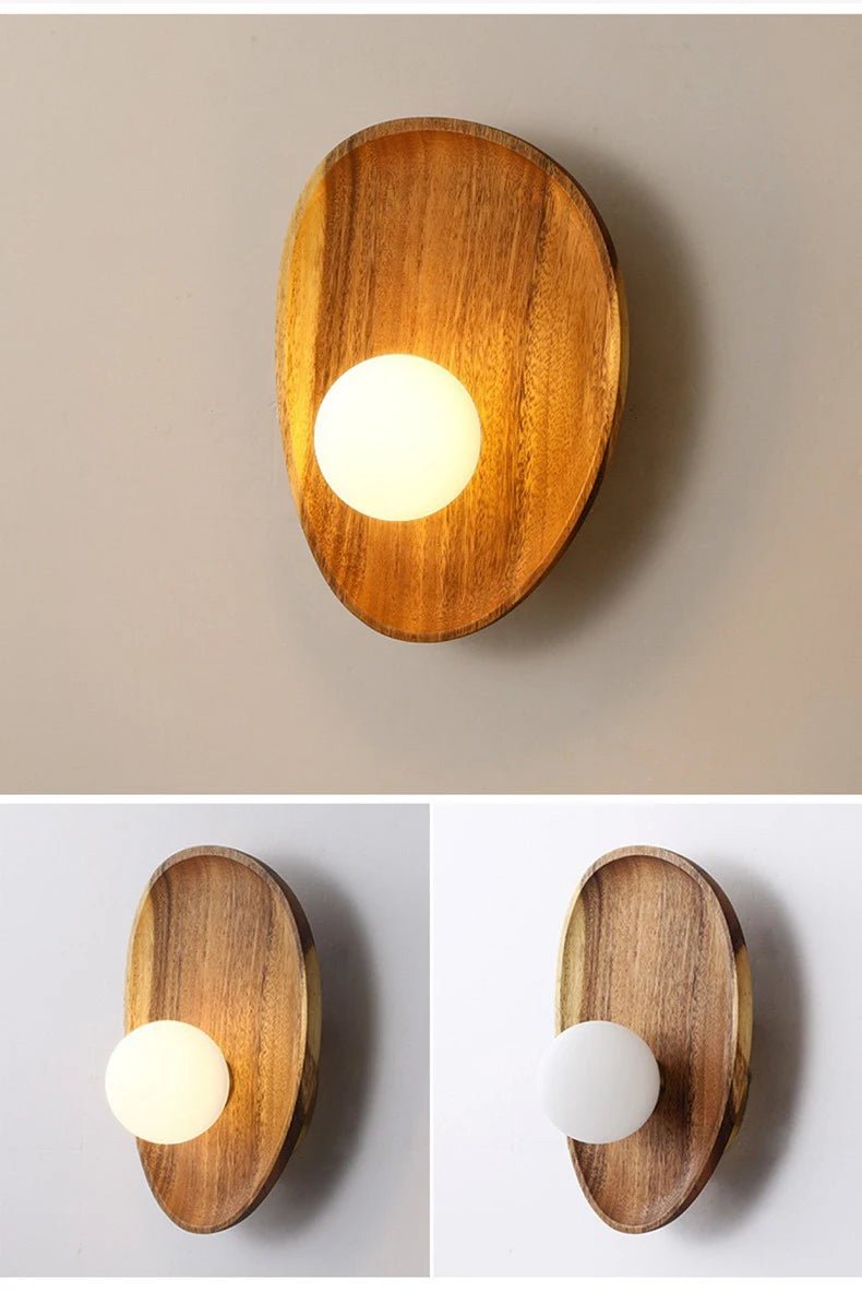 Applique murale de chevet en bois avec éclairage artistique rétro et vintage - Lumeria