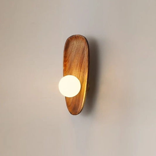 Applique murale de chevet en bois avec éclairage artistique rétro et vintage - Lumeria