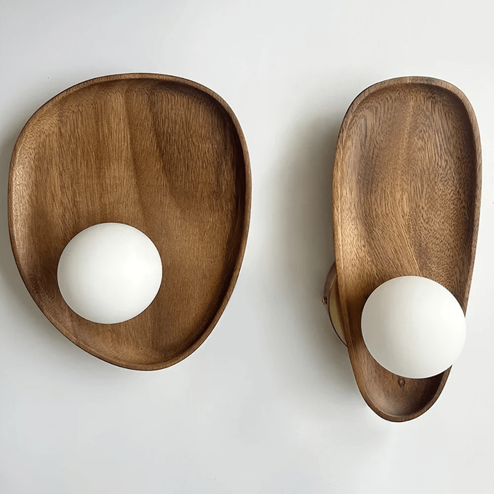 Applique murale de chevet en bois avec éclairage artistique rétro et vintage - Lumeria