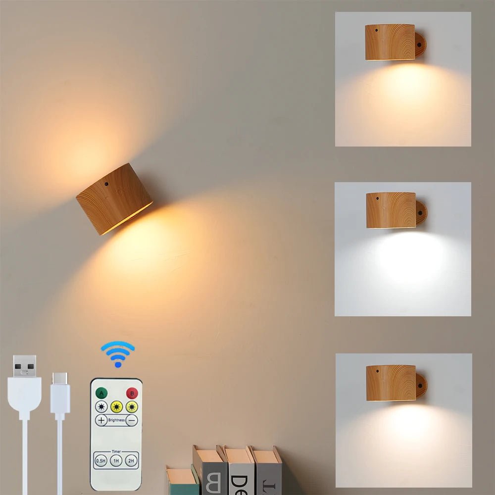 Applique murale double tête – touche & télécommande, LED USB rechargeable, rotation 360°, veilleuse - Lumeria