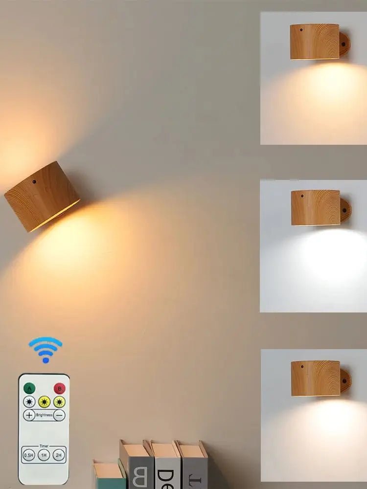 Applique murale double tête – touche & télécommande, LED USB rechargeable, rotation 360°, veilleuse - Lumeria