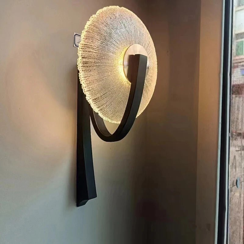 Applique murale en métal noir et verre transparent avec LED warm white - Lumeria