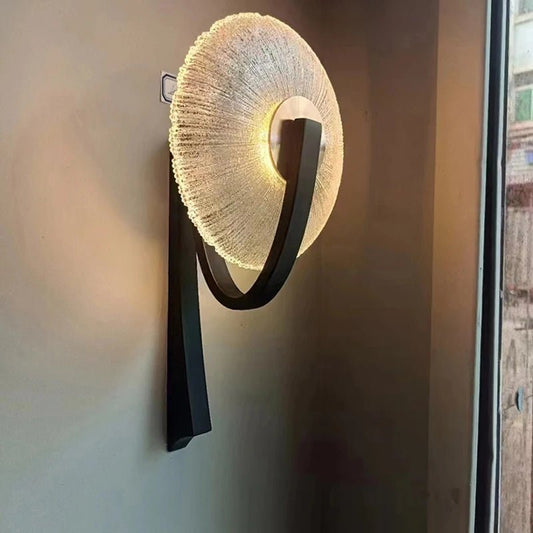 Applique murale en métal noir et verre transparent avec LED warm white - Lumeria