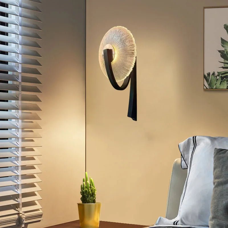 Applique murale en métal noir et verre transparent avec LED warm white - Lumeria