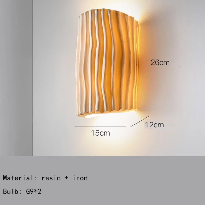 Applique murale en résine gravée à double lumière LED G9 au cadre fer blanc - Lumeria