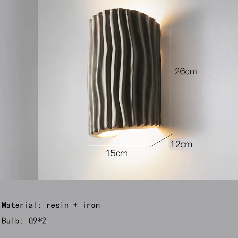 Applique murale en résine gravée à double lumière LED G9 au cadre fer blanc - Lumeria