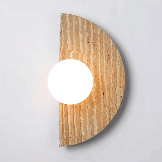 Applique murale en travertin jaune forme demi - cercle art déco - Lumeria