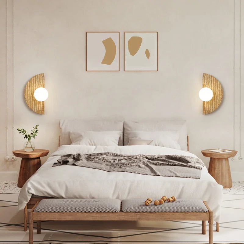 Applique murale en travertin jaune forme demi - cercle art déco - Lumeria