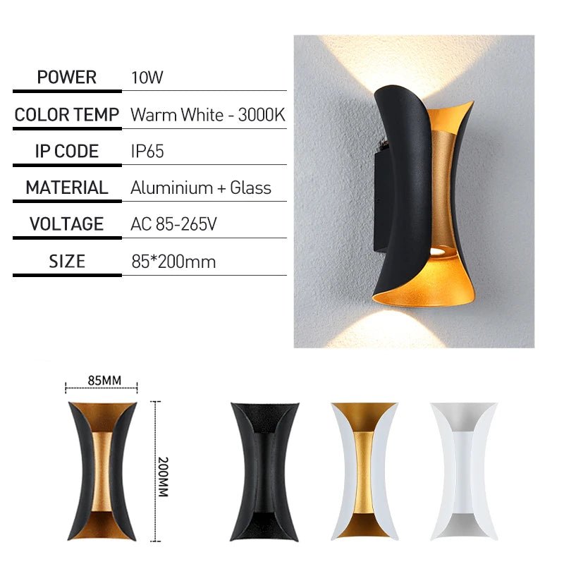 Applique murale extérieure spirale en aluminium LED blanc chaud IP65 - Lumeria