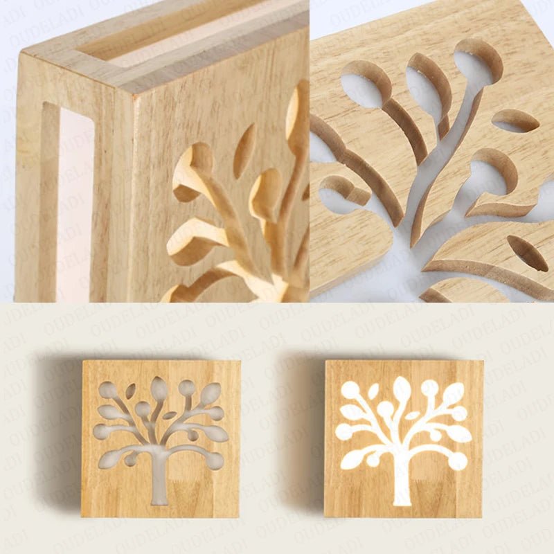 Applique murale LED carrée en bois - Lumeria