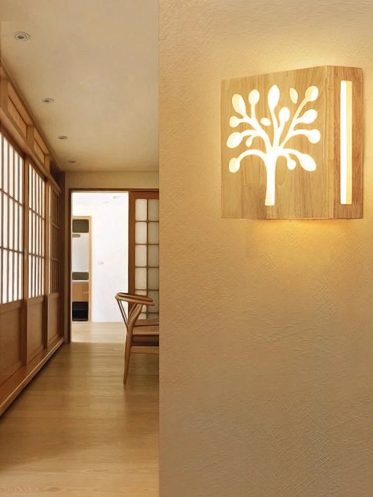 Applique murale LED carrée en bois - Lumeria