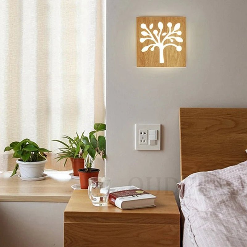 Applique murale LED carrée en bois - Lumeria