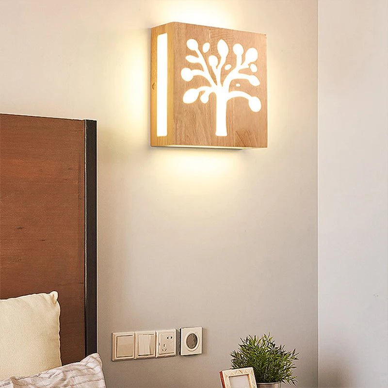 Applique murale LED carrée en bois - Lumeria