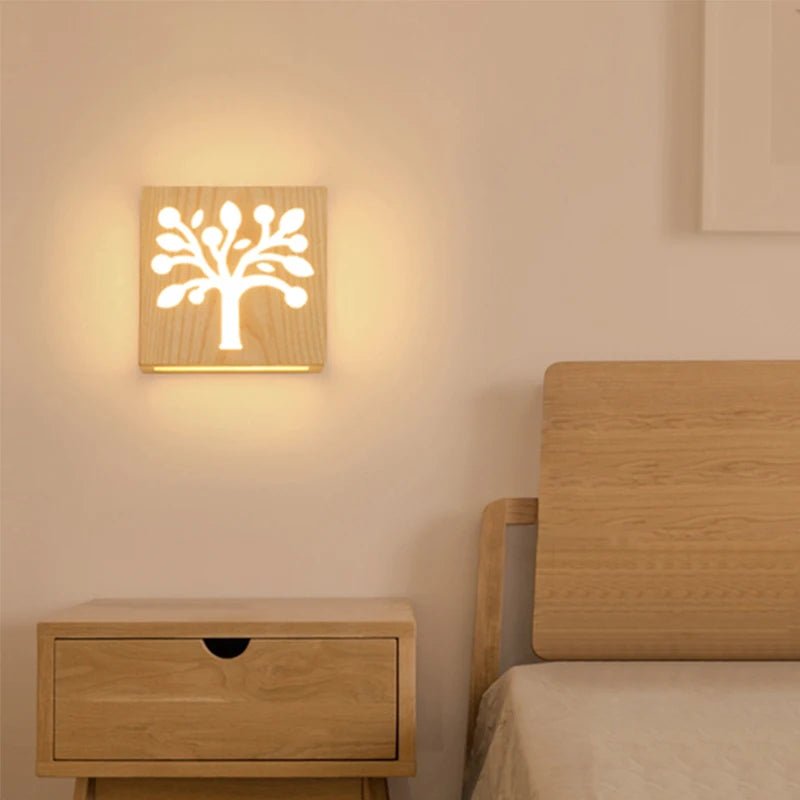 Applique murale LED carrée en bois - Lumeria