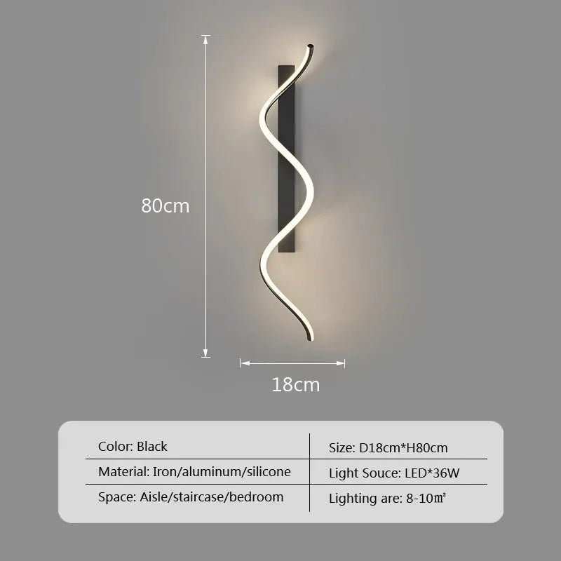 Applique murale LED courbée en aluminium avec diffuseur acrylique noir - Lumeria