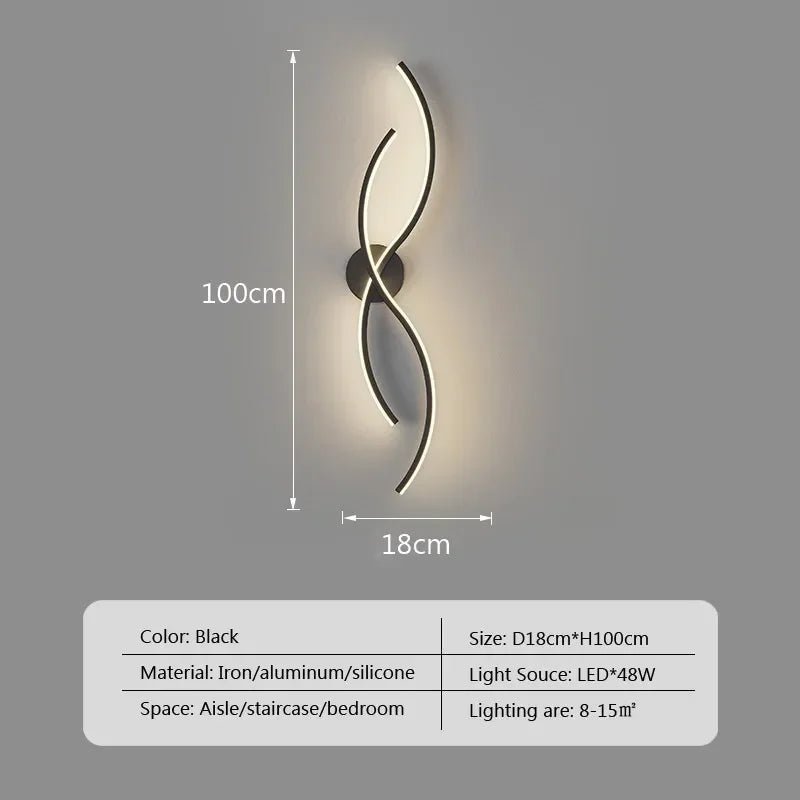 Applique murale LED courbée en aluminium avec diffuseur acrylique noir - Lumeria