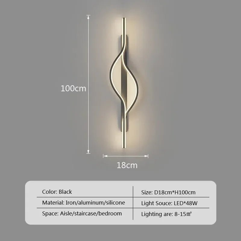 Applique murale LED courbée en aluminium avec diffuseur acrylique noir - Lumeria