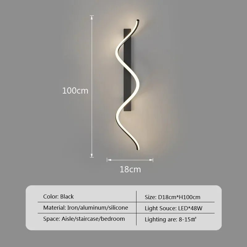 Applique murale LED courbée en aluminium avec diffuseur acrylique noir - Lumeria