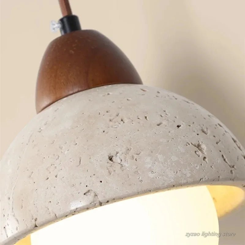 Applique Murale LED de Style Japonais en Travertin Noyer Jaune - Lumeria