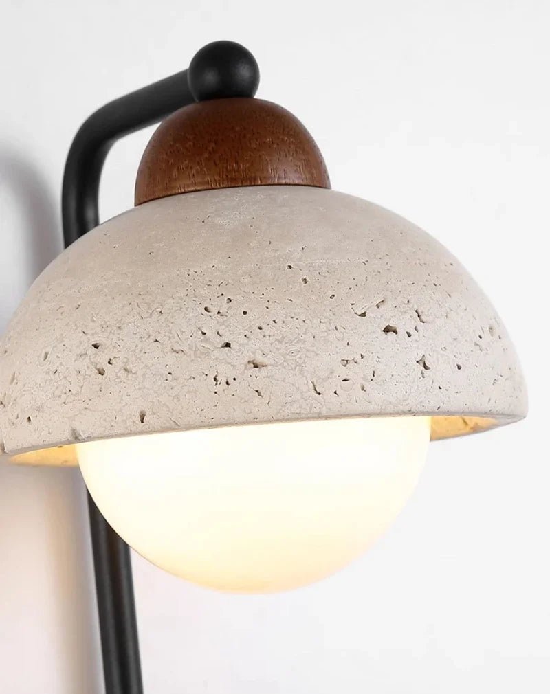 Applique Murale LED de Style Japonais en Travertin Noyer Jaune - Lumeria