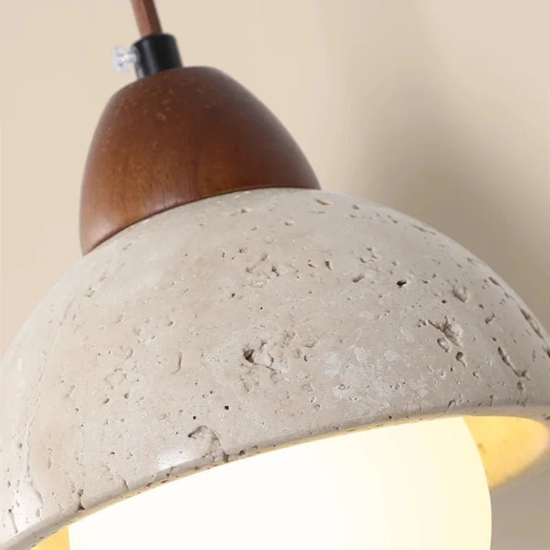 Applique Murale LED de Style Japonais en Travertin Noyer Jaune - Lumeria