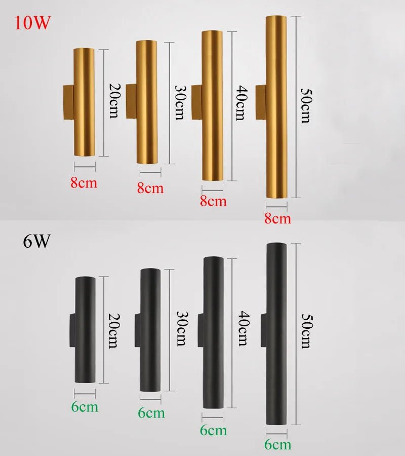 Applique murale LED double cylindre or et noir en aluminium - Lumeria