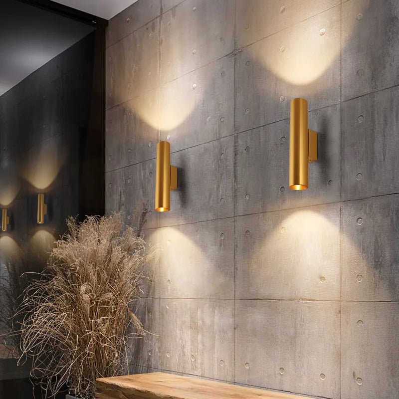 Applique murale LED double cylindre or et noir en aluminium - Lumeria