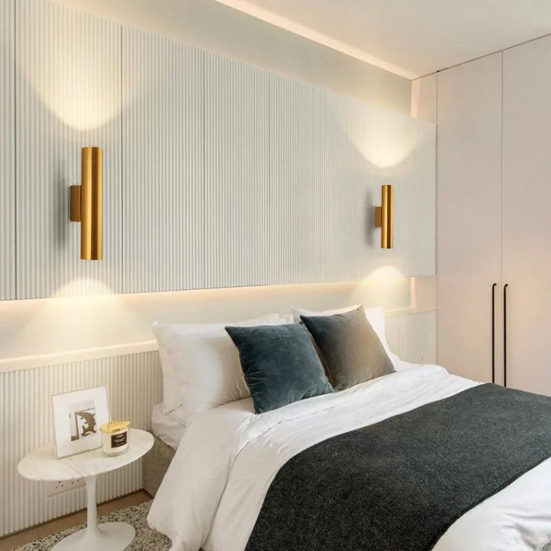 Applique murale LED double cylindre or et noir en aluminium - Lumeria