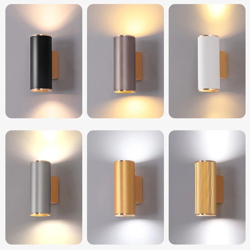 Applique murale LED double tête cylindrique en aluminium or dimmable - Lumeria