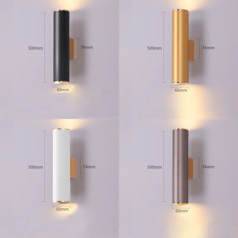 Applique murale LED double tête cylindrique en aluminium or dimmable - Lumeria