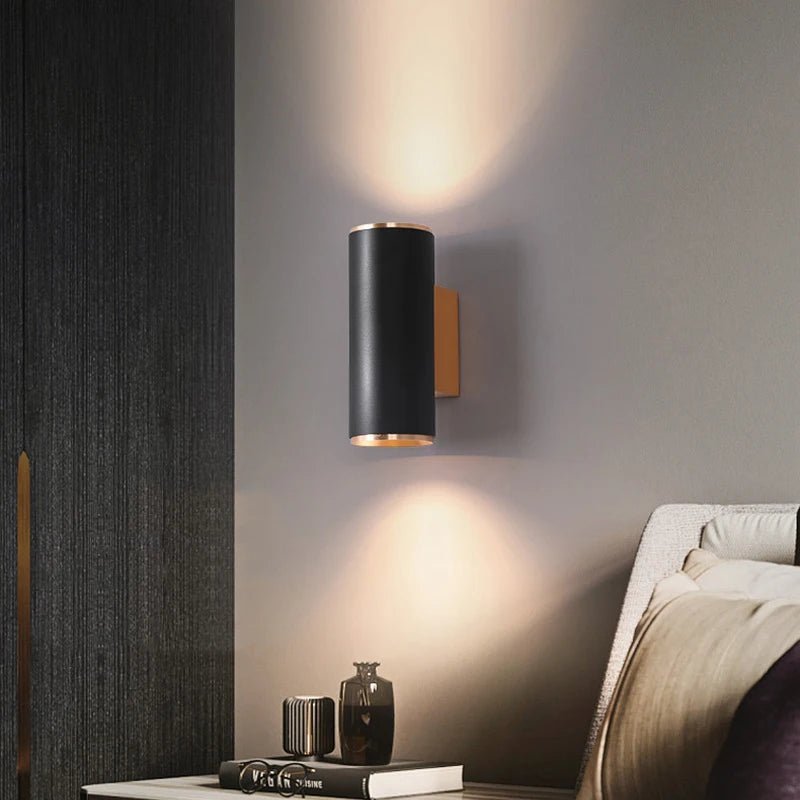 Applique murale LED double tête cylindrique en aluminium or dimmable - Lumeria