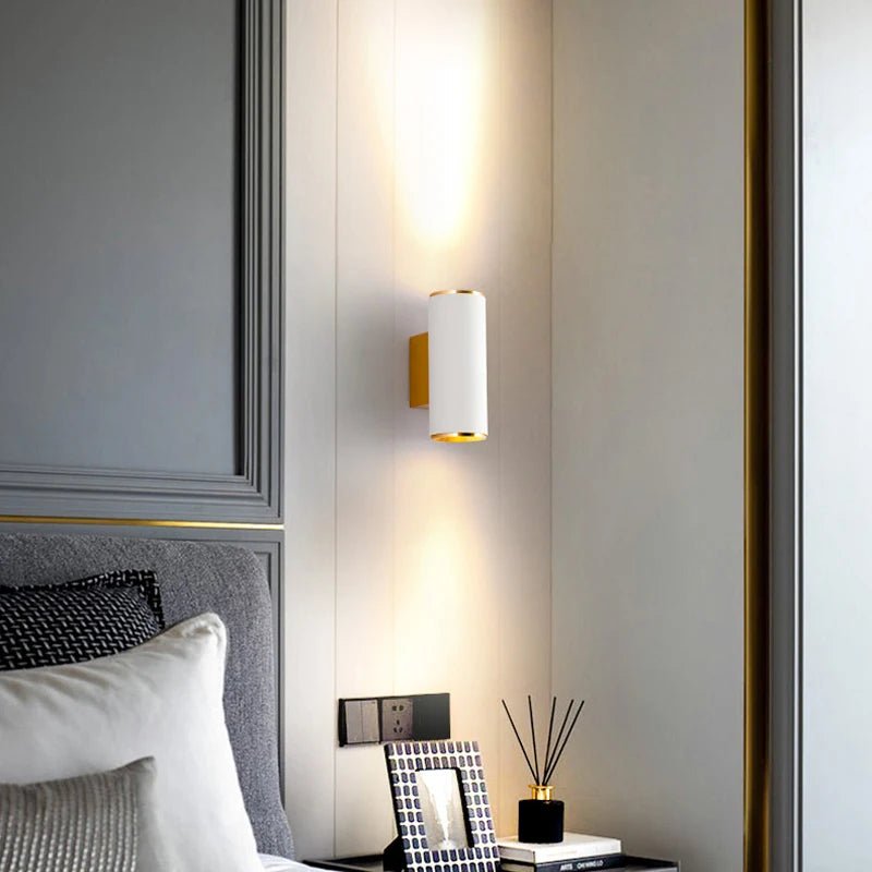 Applique murale LED double tête cylindrique en aluminium or dimmable - Lumeria