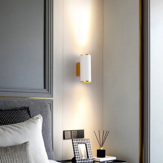 Applique murale LED double tête cylindrique en aluminium or dimmable - Lumeria