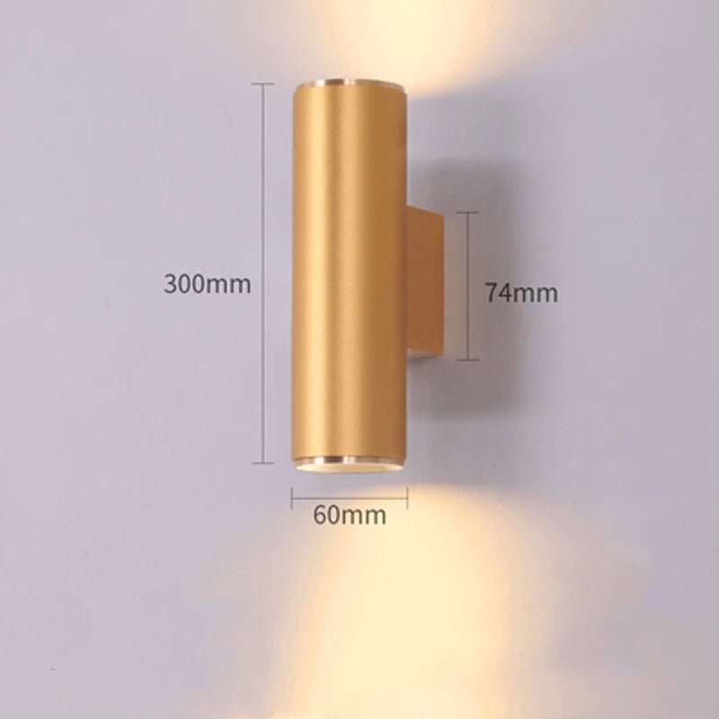 Applique murale LED double tête cylindrique en aluminium or dimmable - Lumeria
