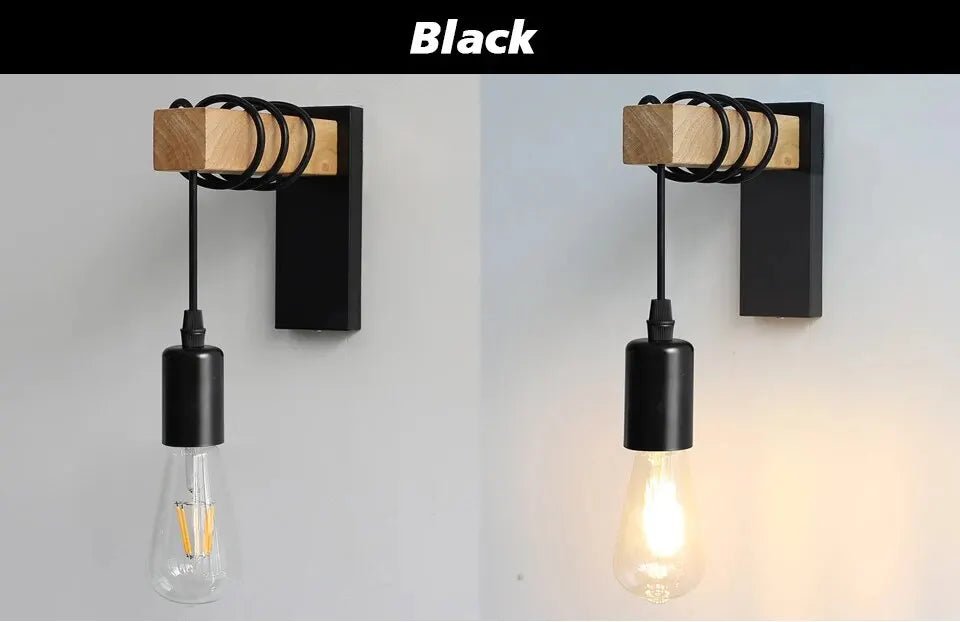 Applique Murale LED en Bois Rétro, Style Industriel, Luminaire Décoratif d'Nik, Idéal pour un Loft, un Salon ou une Table de oral et, 220/110V - Lumeria