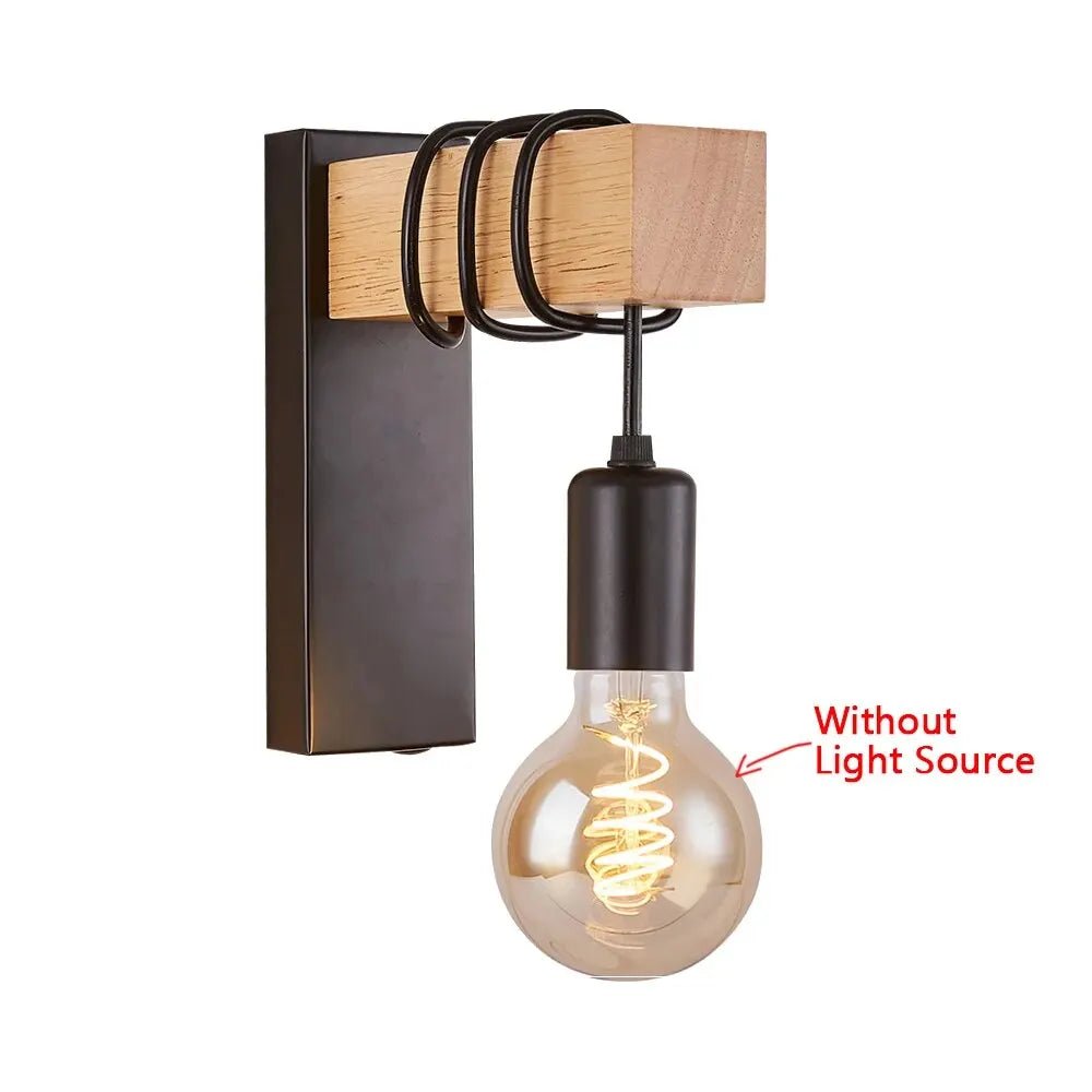 Applique Murale LED en Bois Rétro, Style Industriel, Luminaire Décoratif d'Nik, Idéal pour un Loft, un Salon ou une Table de oral et, 220/110V - Lumeria