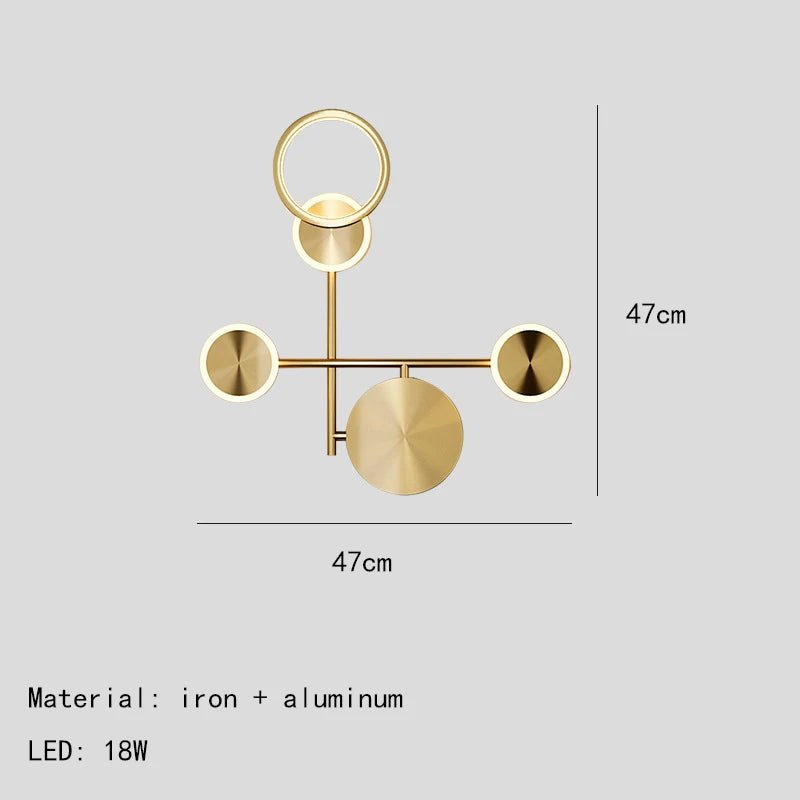 Applique murale LED en fer noir et diffuseur doré Scandinave - Lumeria
