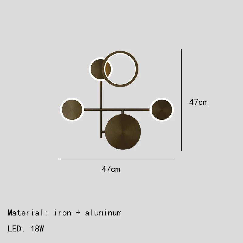 Applique murale LED en fer noir et diffuseur doré Scandinave - Lumeria