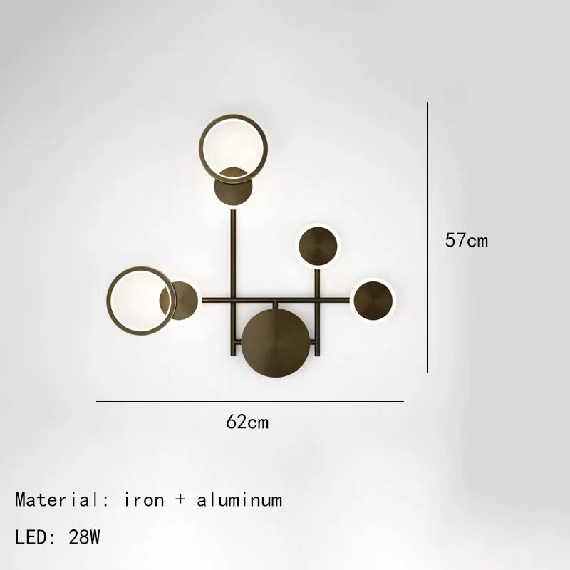 Applique murale LED en fer noir et diffuseur doré Scandinave - Lumeria