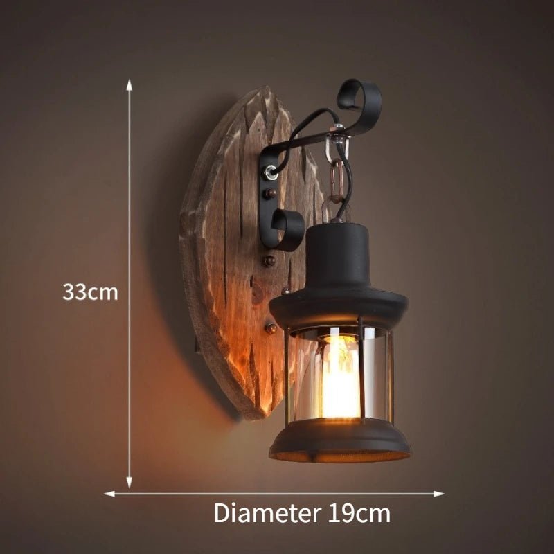 Applique murale LED industrielle en bois massif avec verre transparent - Lumeria