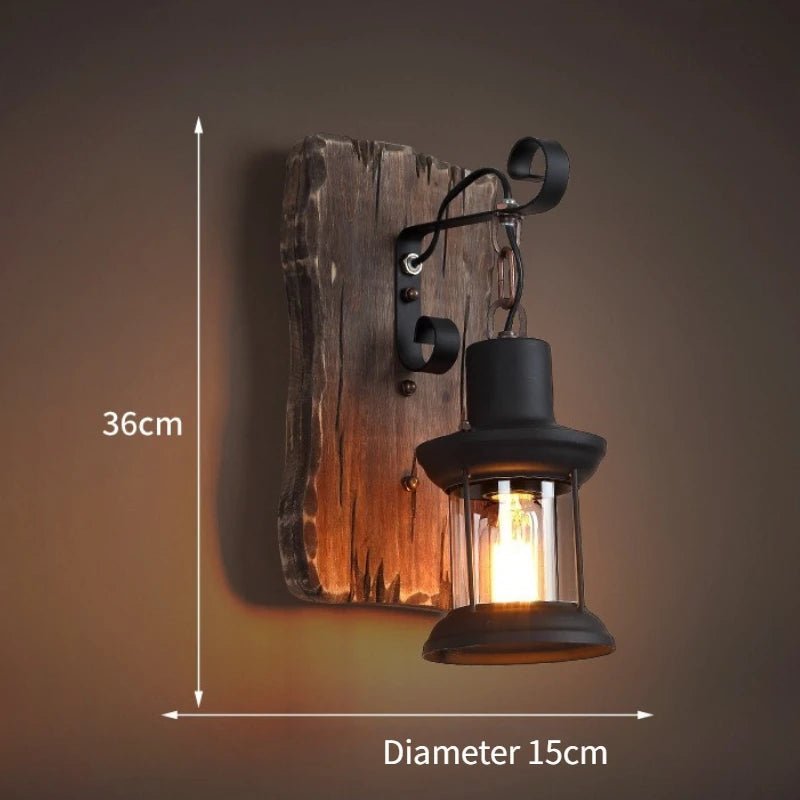 Applique murale LED industrielle en bois massif avec verre transparent - Lumeria