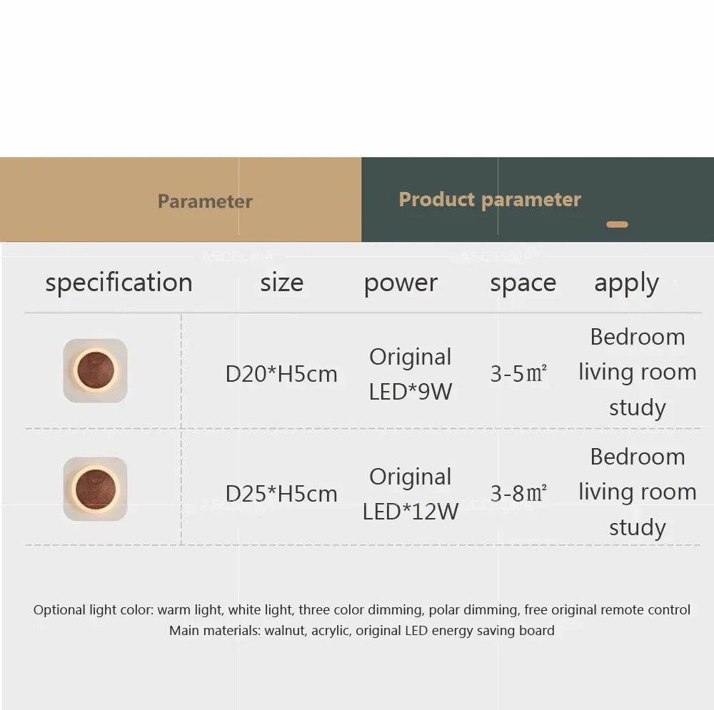 Applique murale LED moderne nordique en noyer - Lindal - Lumeria