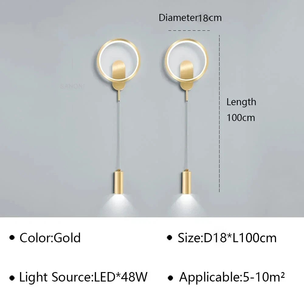 Applique murale LED noire et or en aluminium éclairage haut et bas - Lumeria