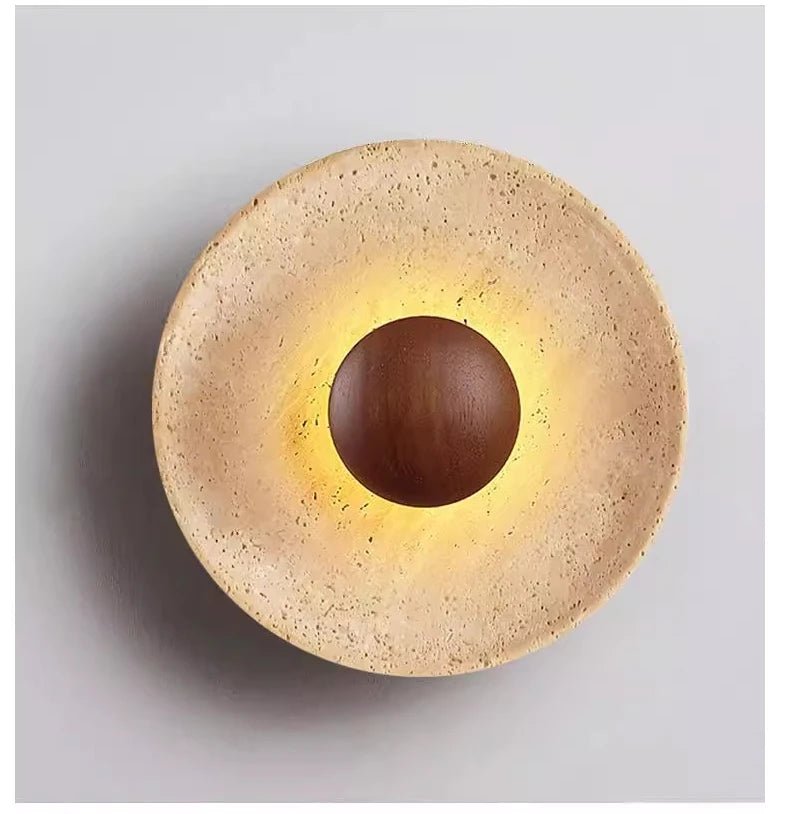 Applique Murale LED Ronde en Pierre et Bois Botime - Lumeria