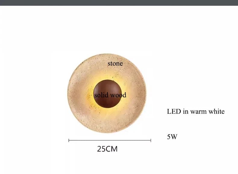 Applique Murale LED Ronde en Pierre et Bois Botime - Lumeria