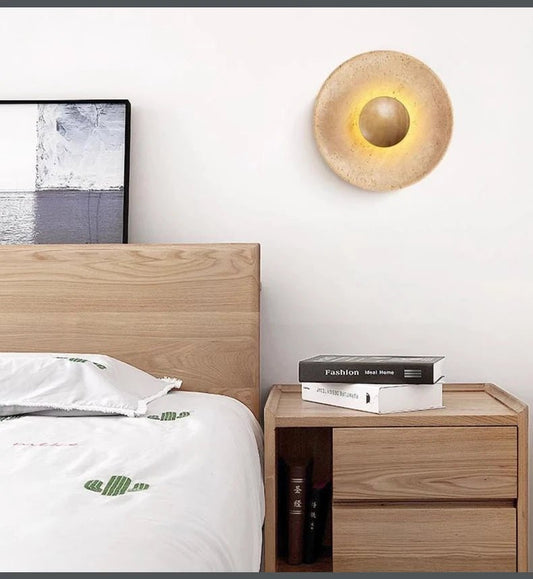 Applique Murale LED Ronde en Pierre et Bois Botime - Lumeria